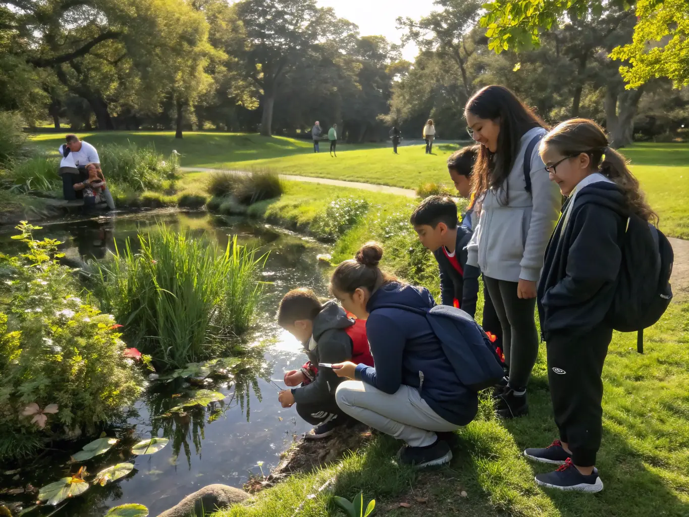 A photograph featuring children participating in a wildlife education program, learning about local species and the importance of conservation, organized by ASSOCIATION COMMUNALE DE CHASSE AGREEE DE SAINT-JULIEN-DE-TOURSAC.